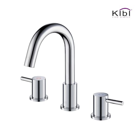 Kibi Circular Bathroom Sink 8" Widespread Faucet with Drain Assembly KBF1016CH